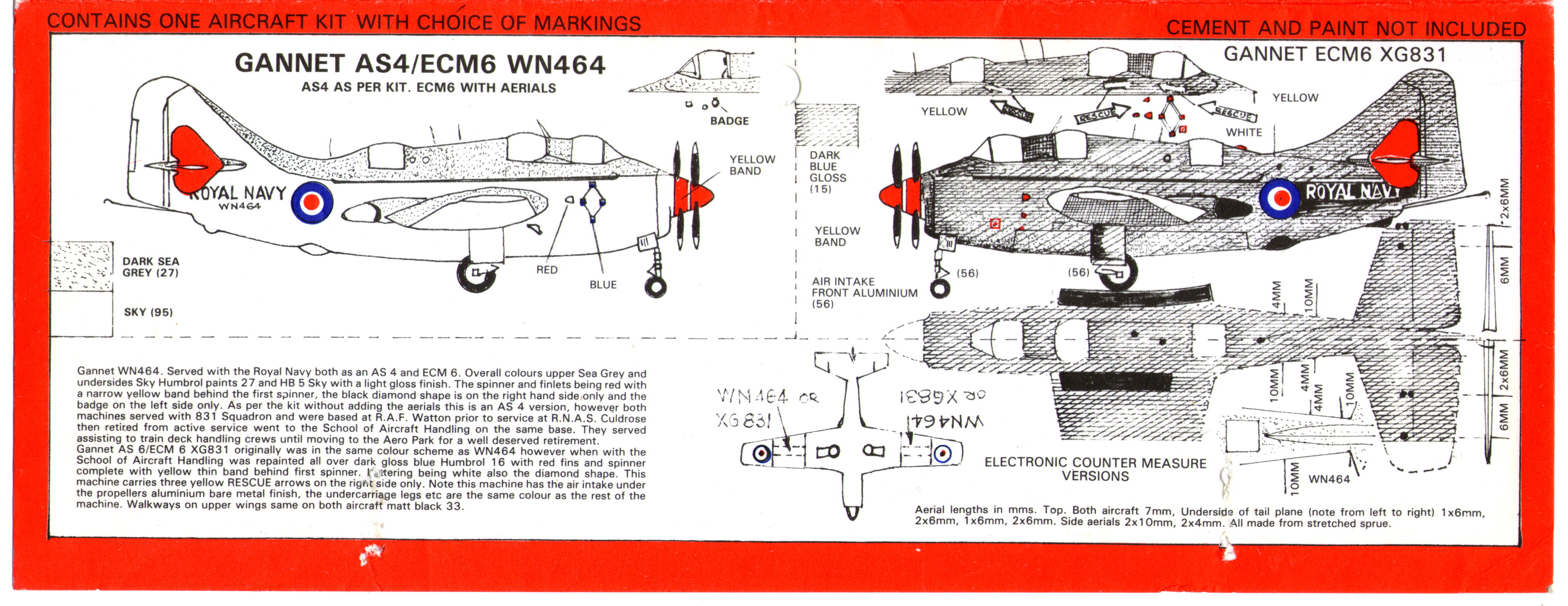 Лепесток, схема окраски и маркировки Cornwall Aero Park CAPK1 Fairey Gannet AS4/ECM6